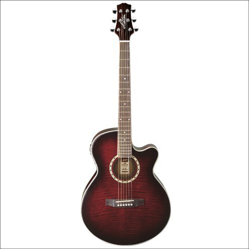 Ashton ACOUSTIC/ELECTRIC Guitar W/C-Ay Wine Red Sunburst