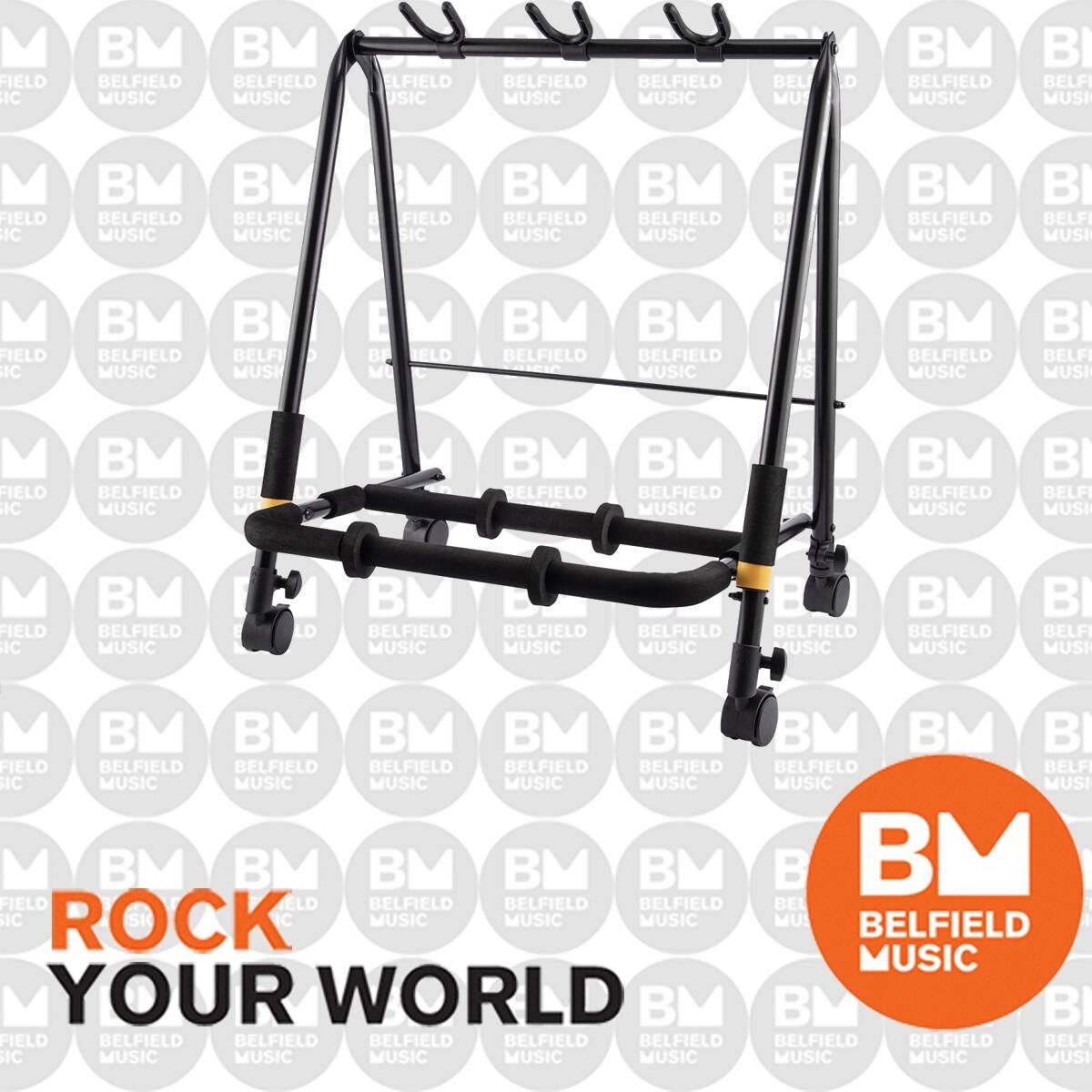 Hercules GS523B PLUS 3-Guitar Rack with Casters, SFF Padding, Expandable, 80kg Capacity, Mobile/Stationary Use, Includes 4 Pick Slots — view 6