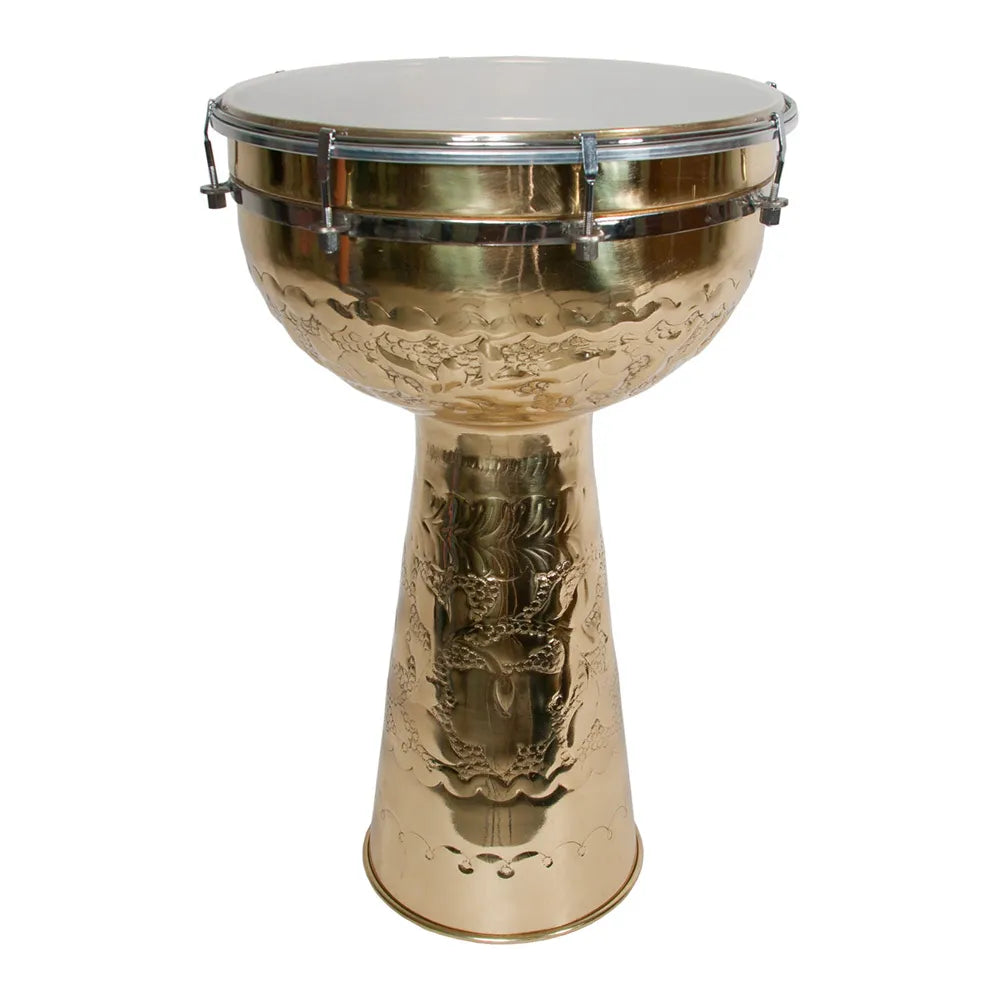 Doumbeck Indian Drum 20cm Brass Tuneable with Synthetic Skin