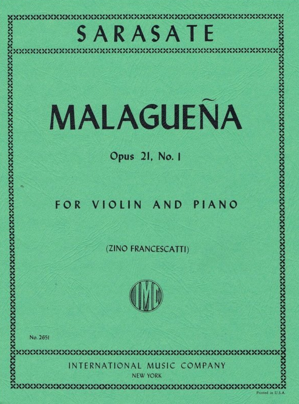 Malaguena Op. 21 No. 1 for Violin and Piano - Sarasate - IMC2651