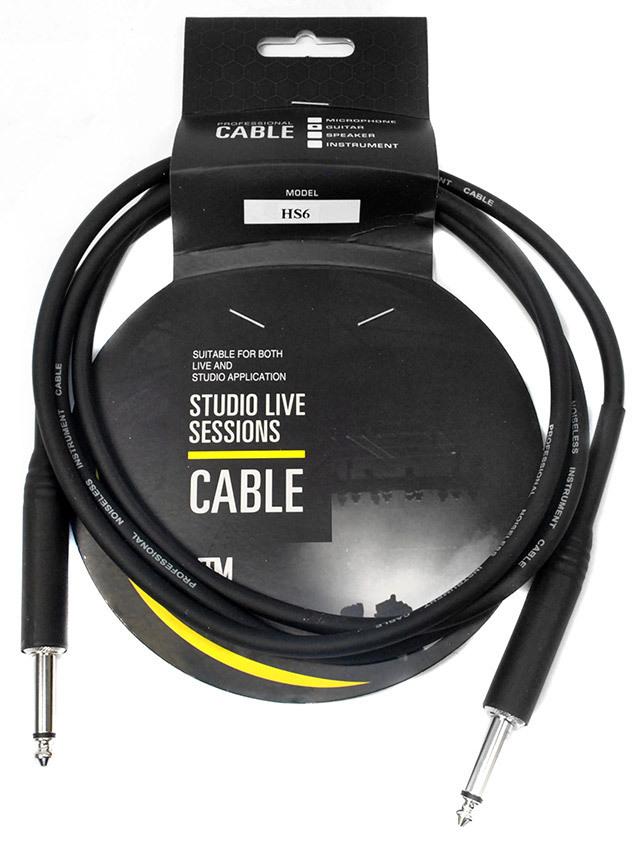 Leem 6ft Heatshrink Instrument Cable with 1/4" Straight Plugs and Nickel Plated Connectors