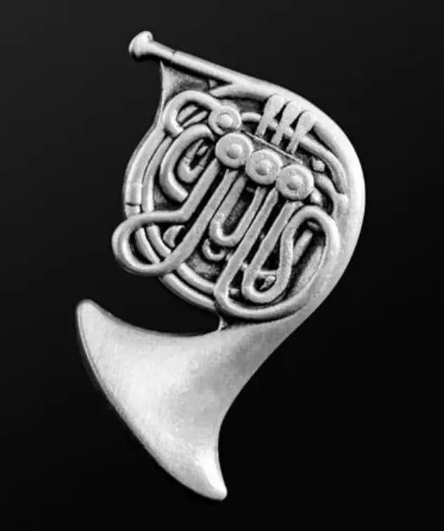 Musician Designer French Horn Silver Pin