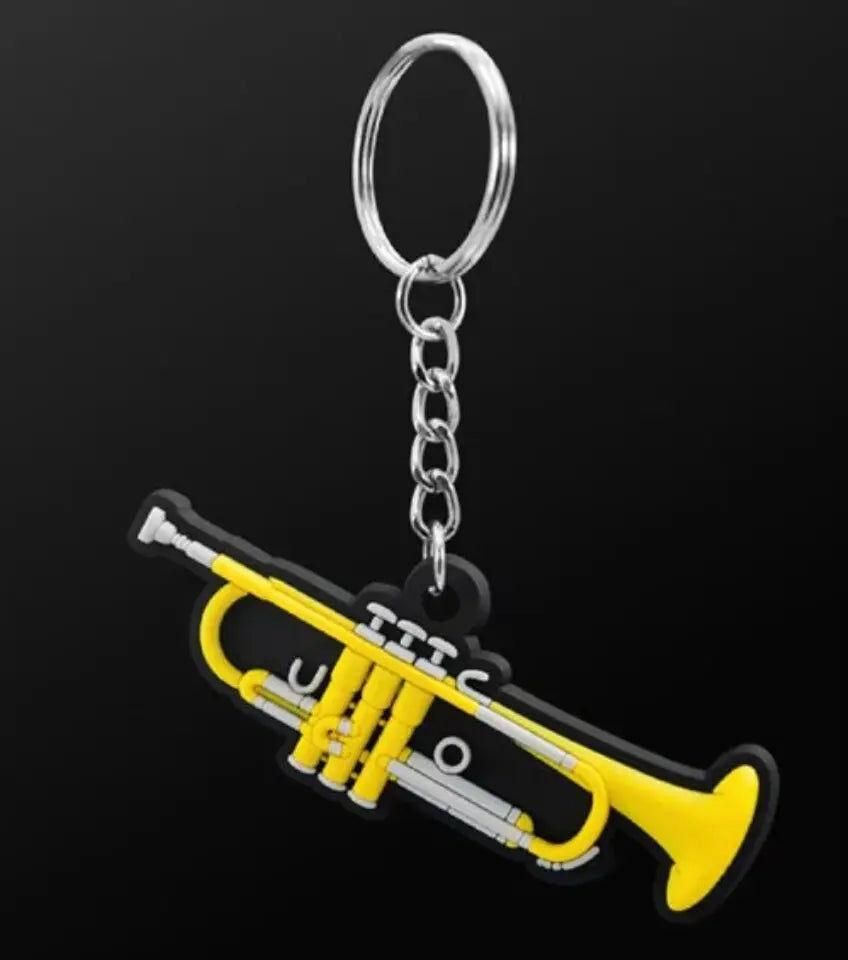 Musician Designer Trumpet Keyring in PVC with 3D Detail, Gift Envelope Included, Durable and Eco-Friendly