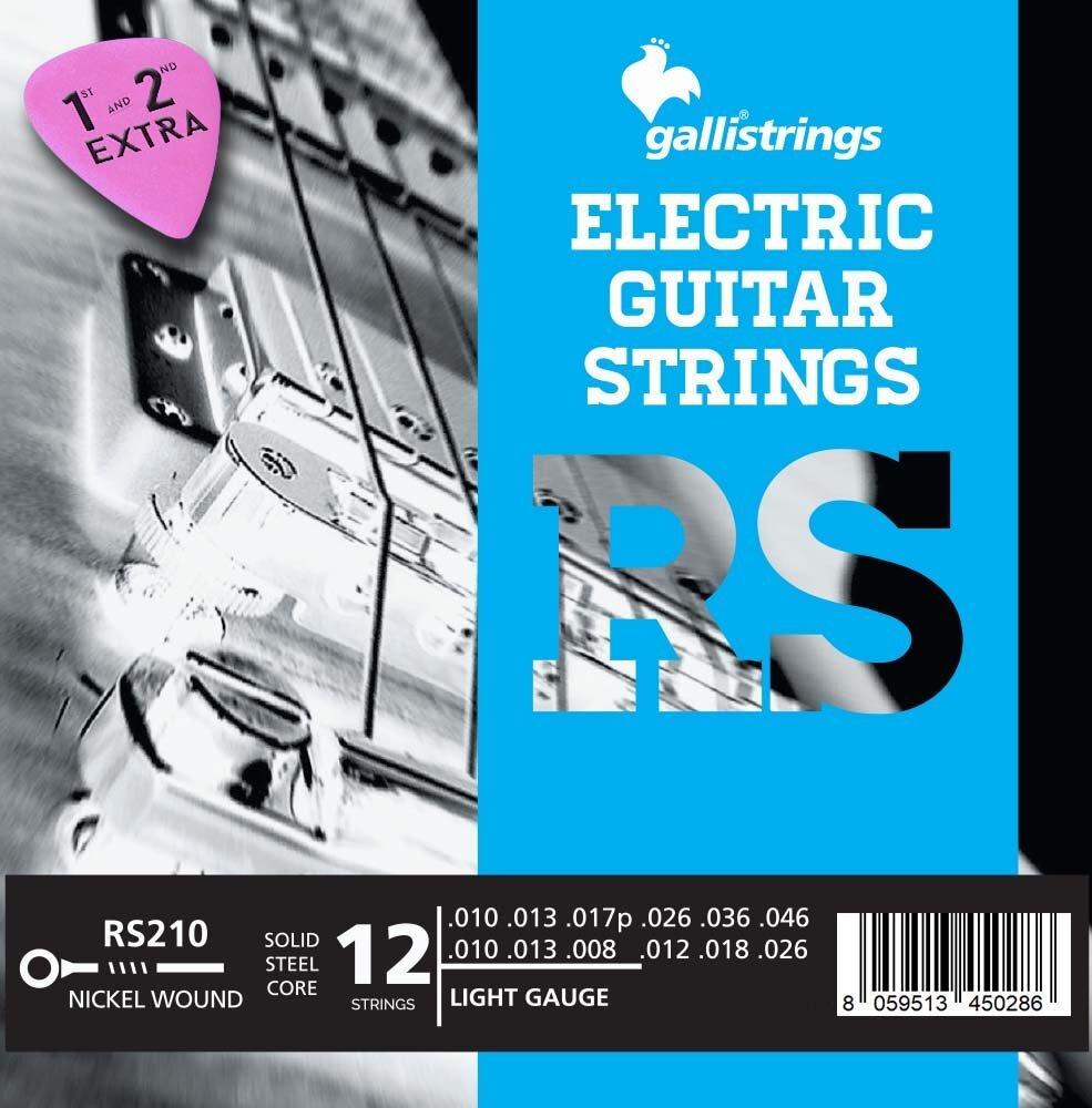 GALLI Nickel Nickel Round Wound 12 String Electric Guitar Strings.