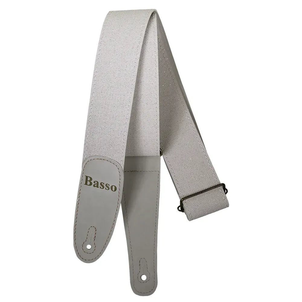 Basso Diamond Stage Series Porous White Guitar Strap EX43 - 5cm Wide, Adjustable 90-145cm