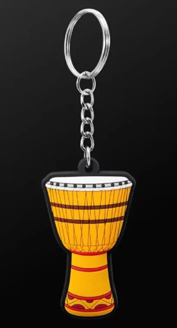 Musician Designer African Drum Yellow Keyring - Durable PVC Keychain with 3D Detail, Gift Packed, Ideal for Keys and Bags