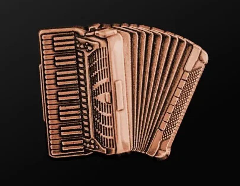 Musician Designer Accordion Pin in Copper