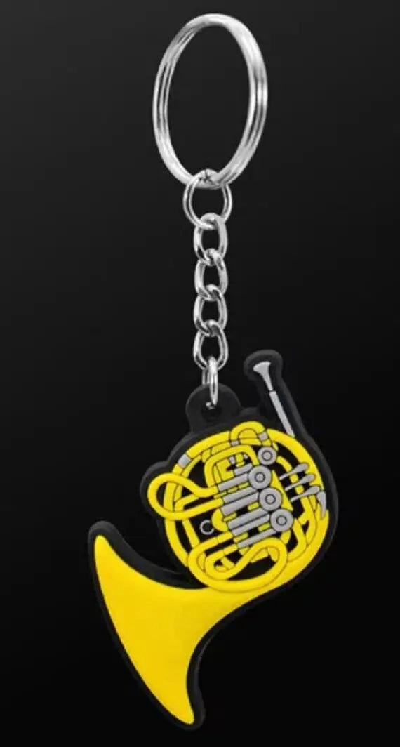 Musician Designer French Horn Keyring - 3D PVC Keychain with Gift Envelope, Durable and Odorless