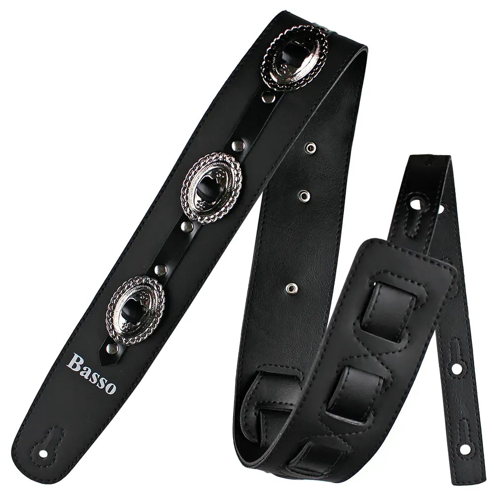 Basso Vegan Guitar Strap - Wanted! Country - Black VT CT 01