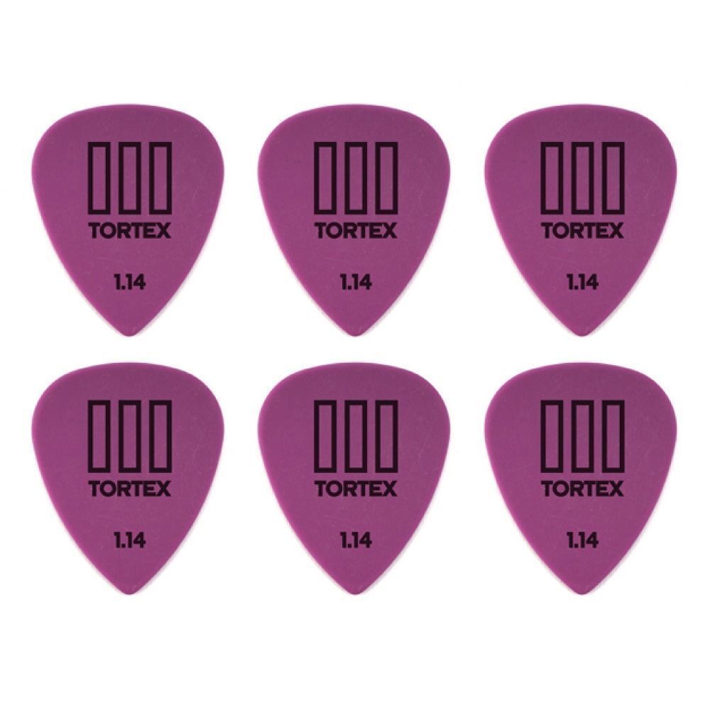 6 x Jim Dunlop Tortex TIII Purple 1.14mm T3 Guitar Picks T3 USA