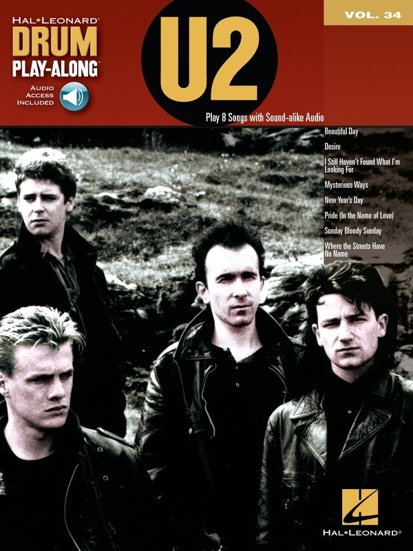 U2 — Drum Play-Along Vol. 34, Book/Online Audio (Hal Leonard)