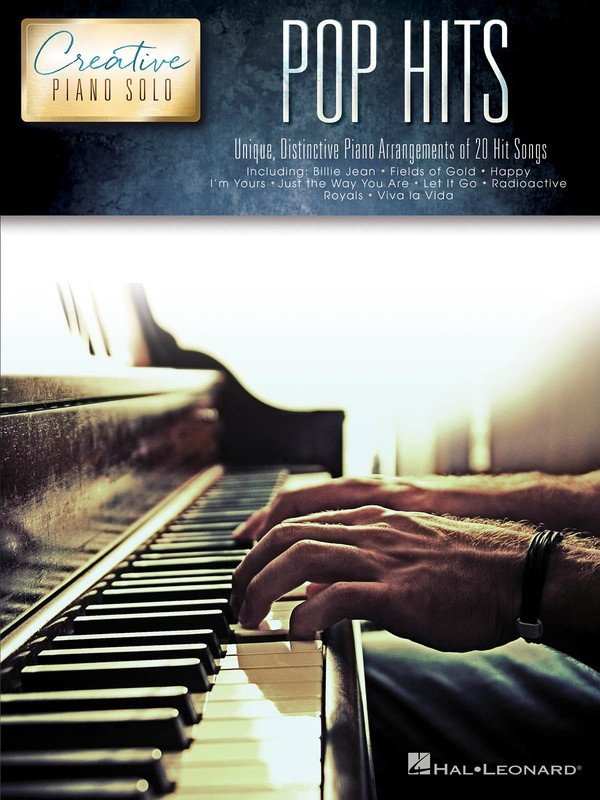 Pop Hits Creative Piano Solo Book with arrangements of 20 popular songs for piano.