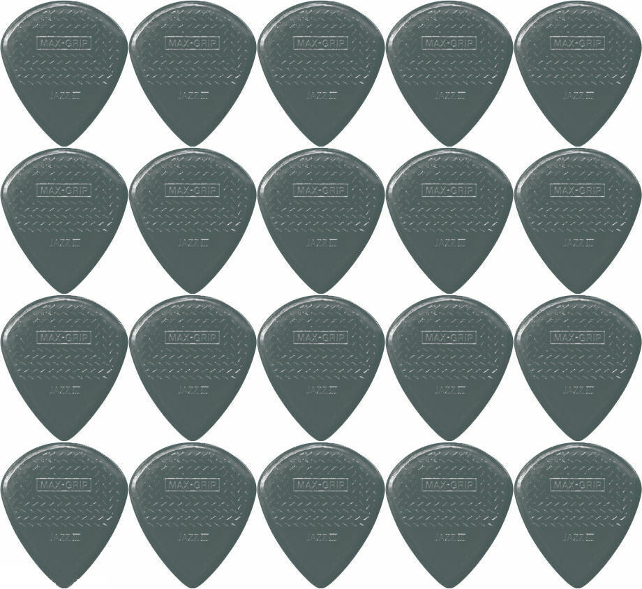 20 x Jim Dunlop Max Grip Jazz 3 Carbon Fiber Gauge Guitar Picks Jazz III