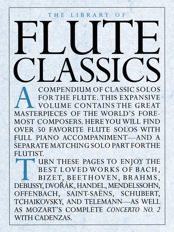 Library of Flute Classics for Flute and Piano, 84 Pages, Spiral Bound, Music Sales America