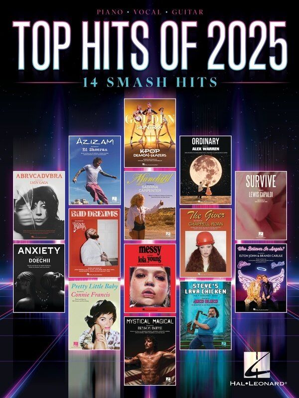 Top Hits of 2025 PVG Songbook for Piano, Voice, and Guitar - 96 Pages, Includes Songs by Lady Gaga, Ed Sheeran, and More