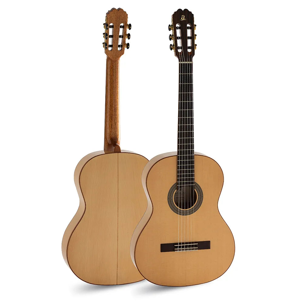 Admira Macarena Flamenco Classical Guitar - Solid Spruce Top, Sycamore Sides, Mahogany Neck, Gloss Finish, Gold-Plated Machine Heads