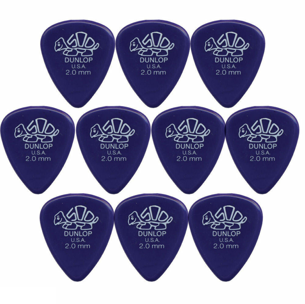 10 x Dunlop Premium DELRIN 500 2.0MM Gauge Guitar Picks 41R