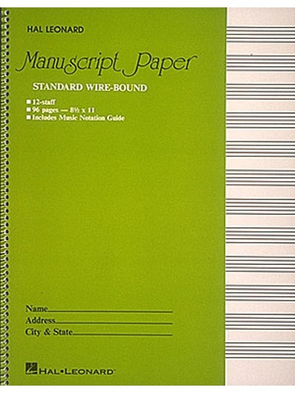 Manuscript Paper Wirebound 96pp, 12-Stave — Green (Hal Leonard)