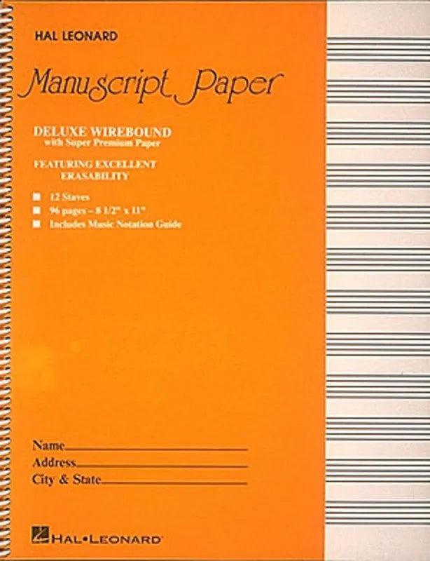 Deluxe Wirebound Manuscript Book 12 Stave 96 Pages Heavy Premium Paper