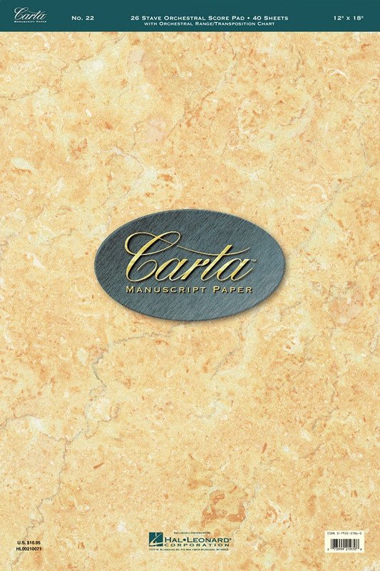 Carta Manuscript No. 22 — 40 Sheets, 26-Stave Orchestra Score Pad (Hal Leonard)