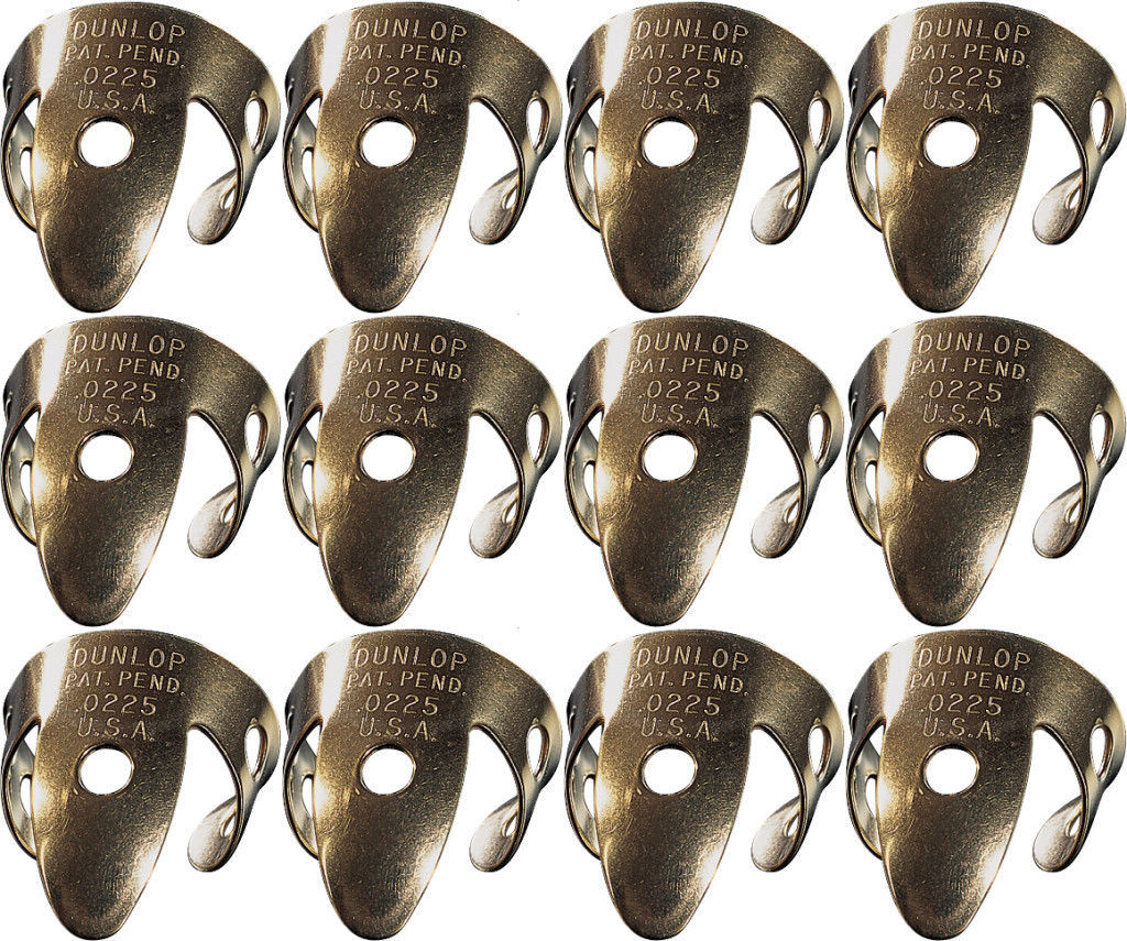 12 x Jim Dunlop Brass .0225 IN Fingerpicks 37R Finger Picks, Guitar, Banjo