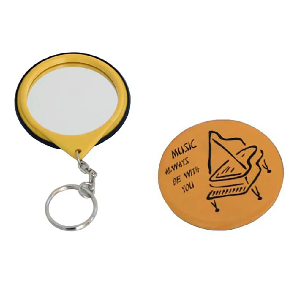 Key Ring Mirror - Yellow with Piano
