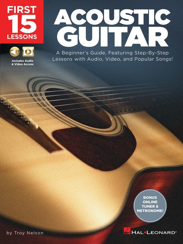 First 15 Lessons: Acoustic Guitar — Book/Online Media, Guitar TAB (Hal Leonard)