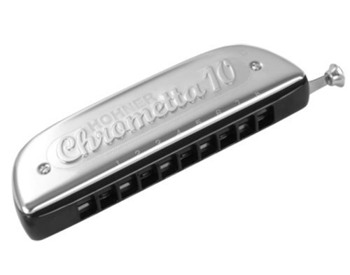 Hohner Chrometta 10 Chromatic Harmonica Key of C with Plastic Comb and Stainless Steel Cover Plates