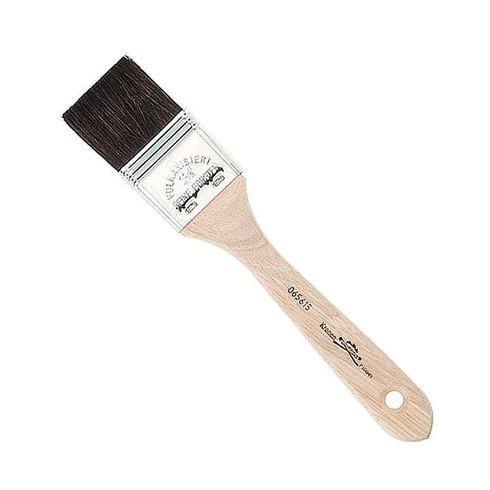Badger Hair Flat Varnish Brush 38mm (1 1/2") with Nickel-Plated Ferrule and Wood Handle