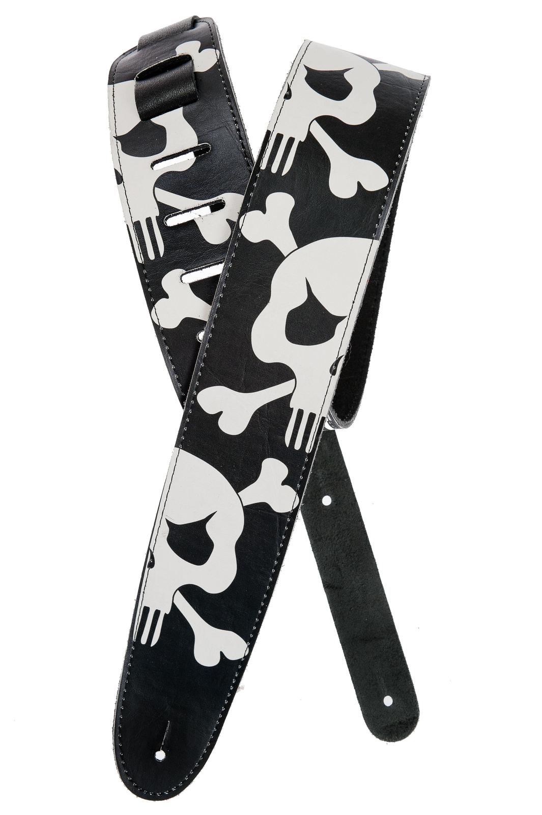 Planet Waves Hot Rod Collection Leather Guitar Strap, Vintage Skull