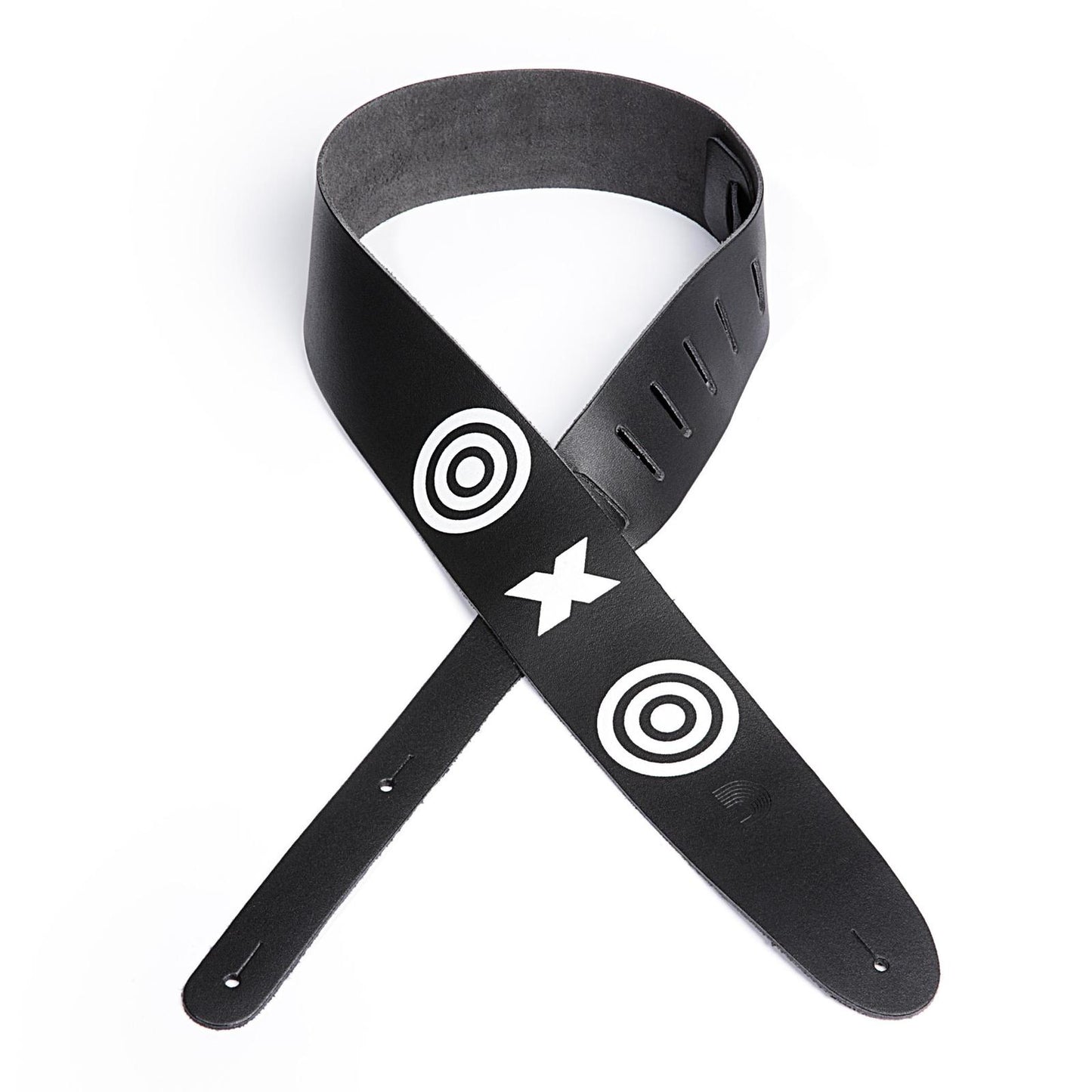 D'Addario 2.5 Inch Leather Screen Printed Bullseye Guitar Strap