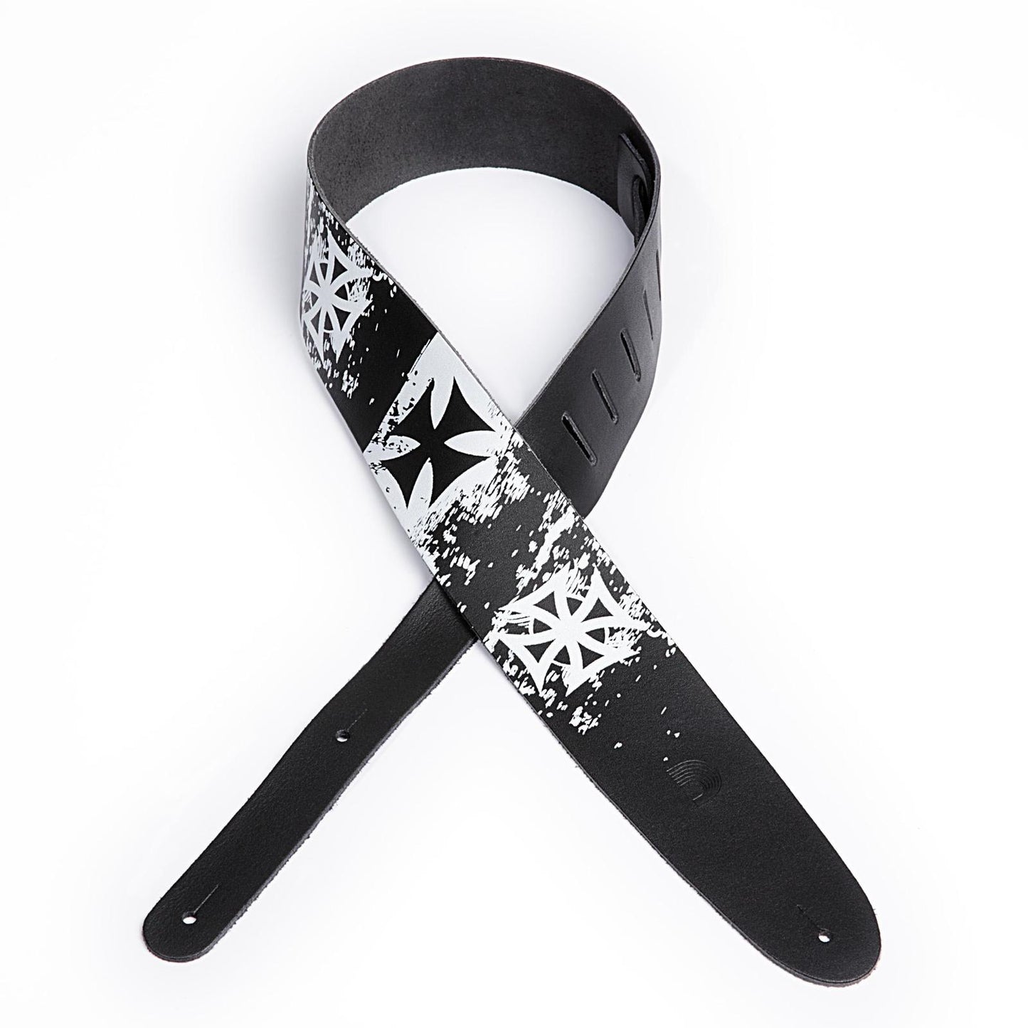 D'Addario 2.5 Inch Leather Screen Printed Chopper Cross Guitar Strap