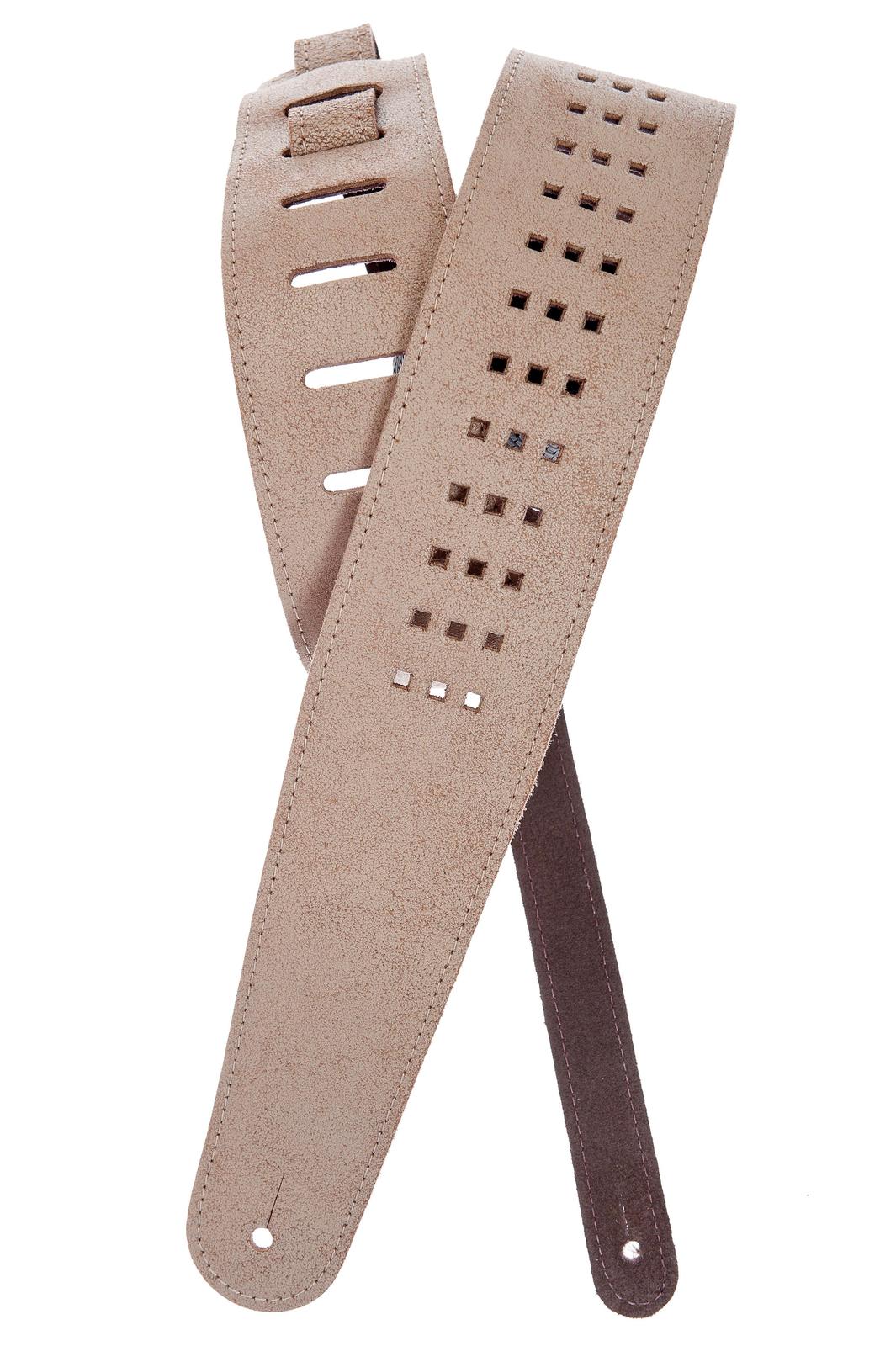 Planet Waves Vented Leather Guitar Strap, Whitewashed Blocks
