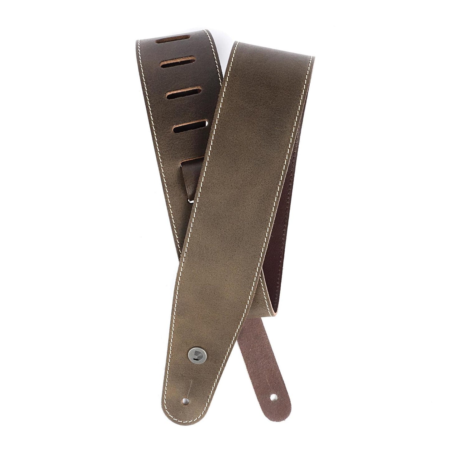 Planet Waves Stonewashed Leather Guitar Strap with Contrast Stitch, Brown