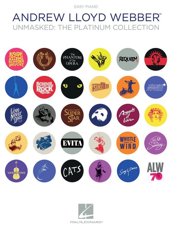 Andrew Lloyd Webber Unmasked Platinum Collection Easy Piano Piano Songbook 39 tracks 208 pages