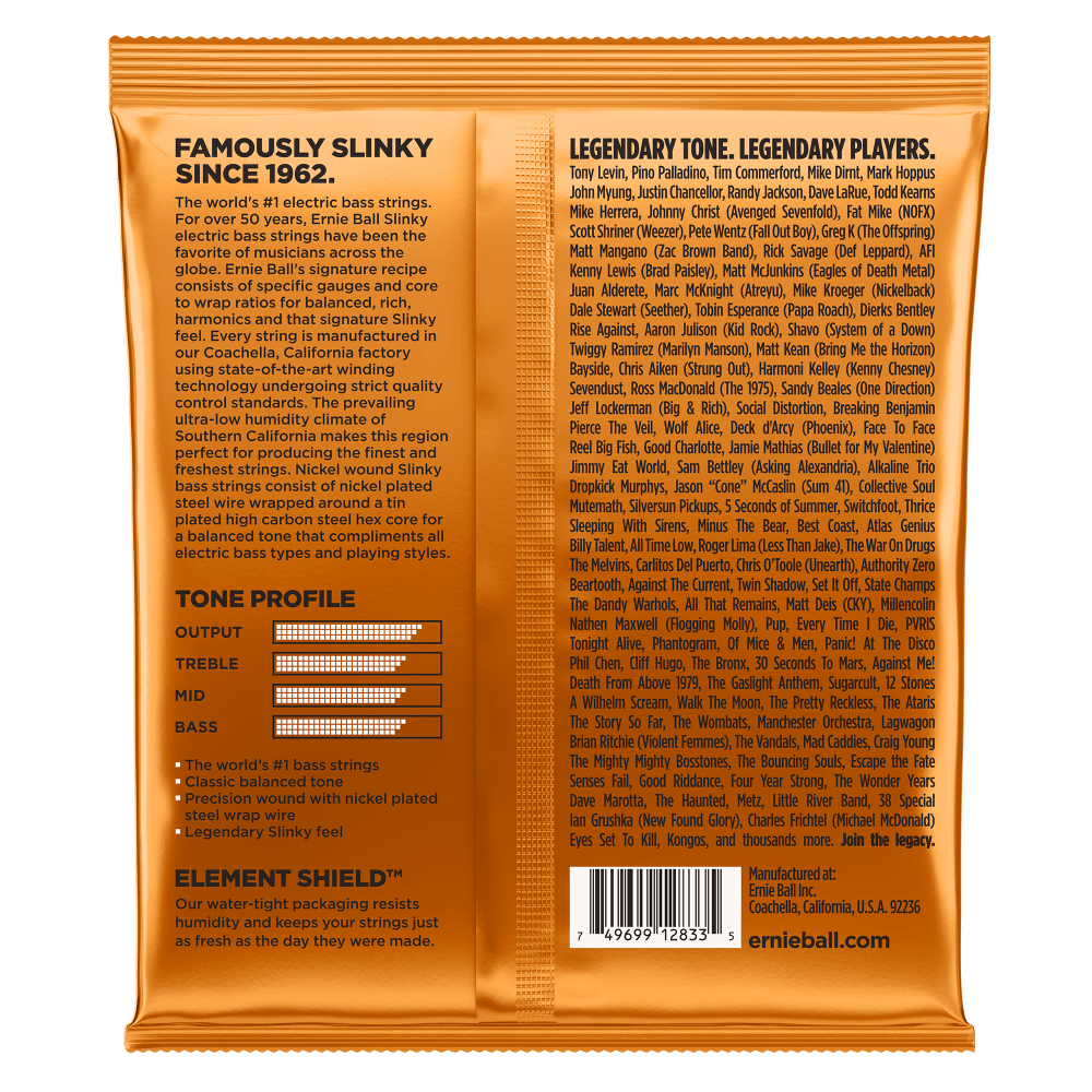 Ernie Ball Hybrid Slinky Nickel Wound Electric Bass Strings, 45-105 Gauge — view 2