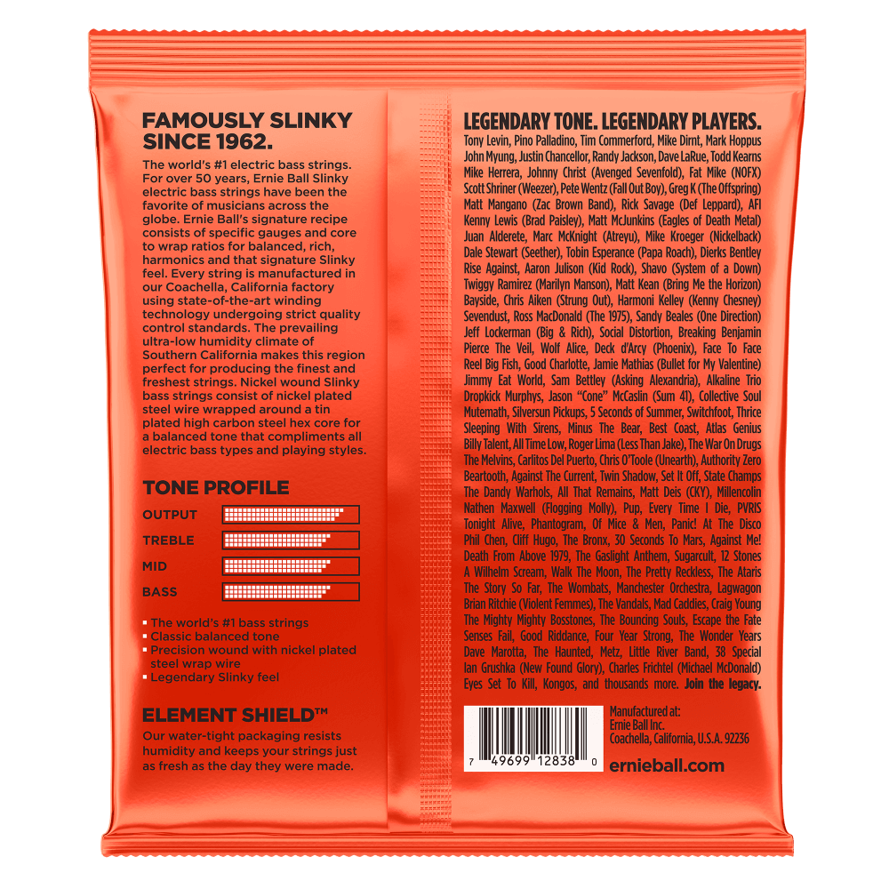 Ernie Ball 6 String Slinky Bass Strings (32-130) — view 2