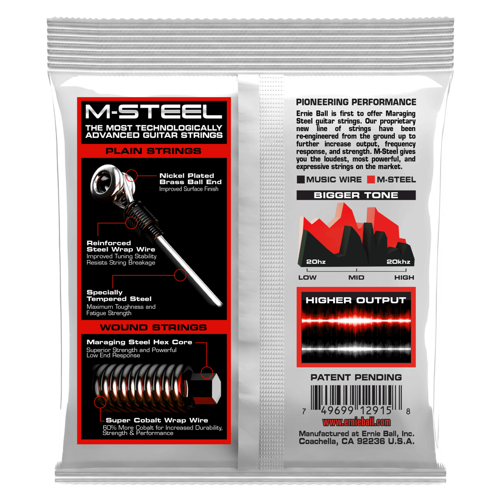 Ernie Ball M-Steel Skinny Top Heavy Bottom Electric Guitar Strings (10-52) — view 2