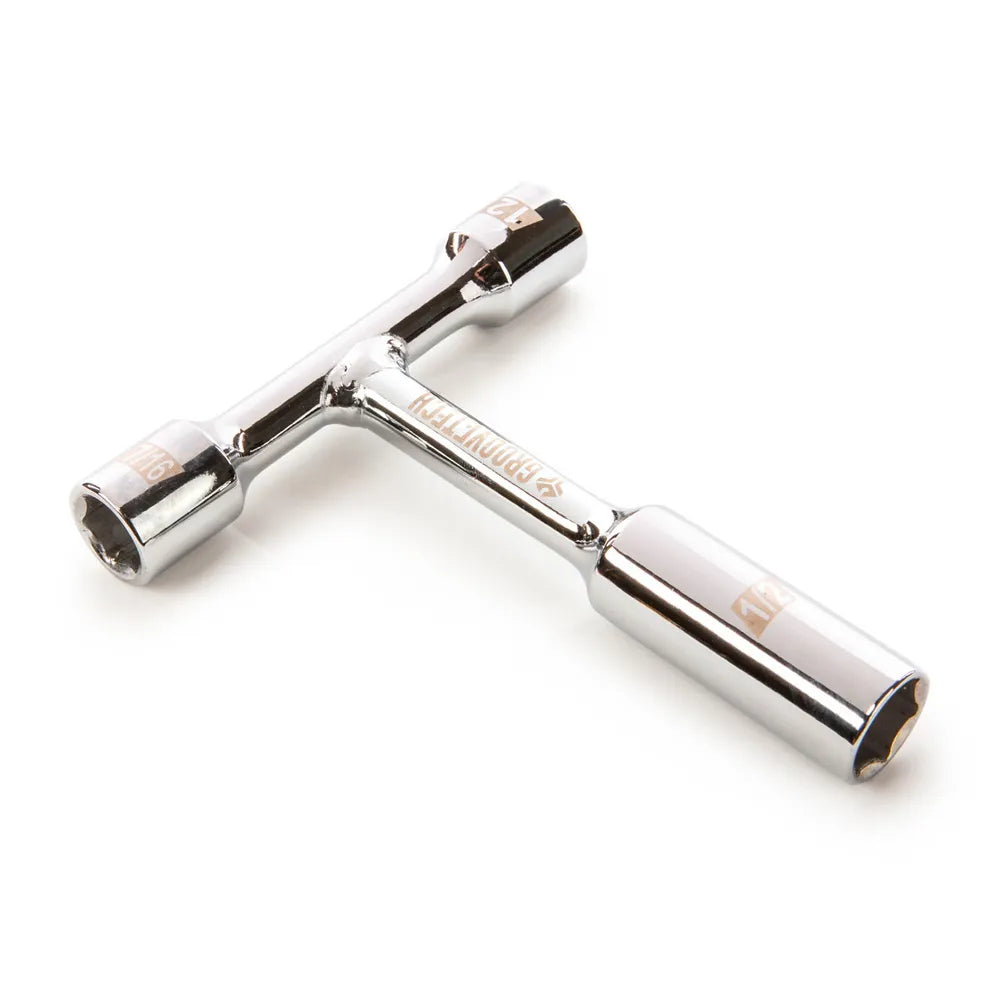 GrooveTech Jack and Pot Wrench - Dual Imperial/Metric, 1/2", 7/16", and 12mm Sockets for Guitar and Audio Gear Maintenance