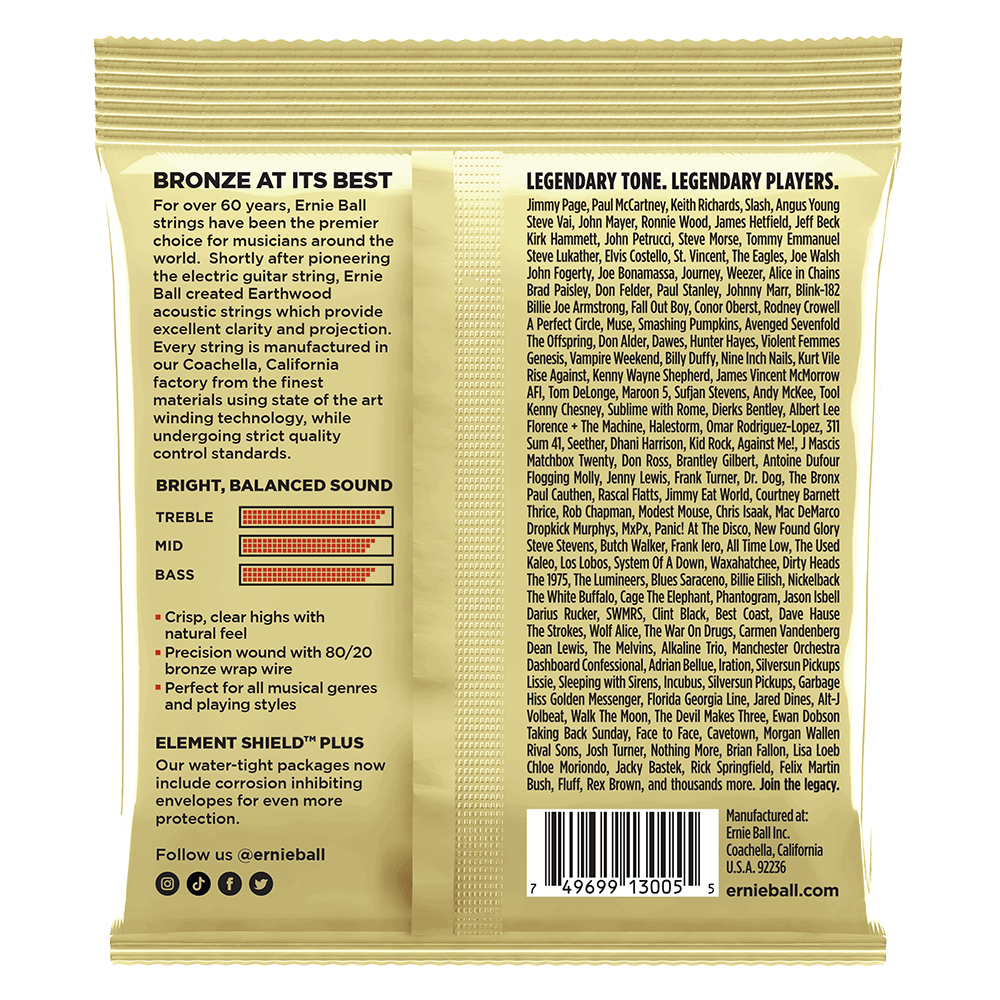Ernie Ball Earthwood Custom Medium 80/20 Bronze Acoustic Guitar Strings 3-Pack 12.5-56 — view 2
