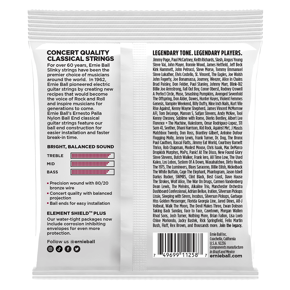 Ernie Ball Ernesto Palla Black and Gold Ball End Nylon Classical Guitar Strings 3 Pk — view 2