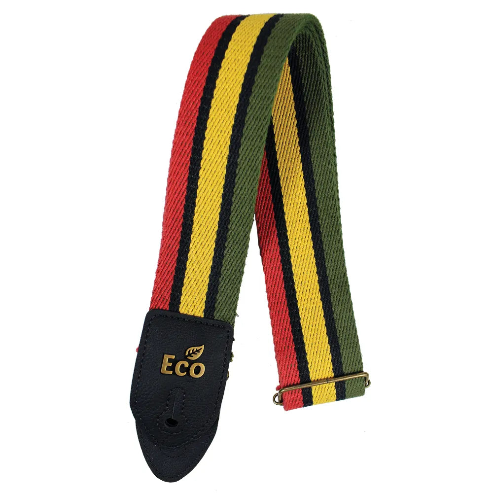 EcoStrap Guitar Strap - EcoFun - FUN 02 Rasta, Adjustable 33" to 59", 100% Recyclable Cotton, Made in Brazil