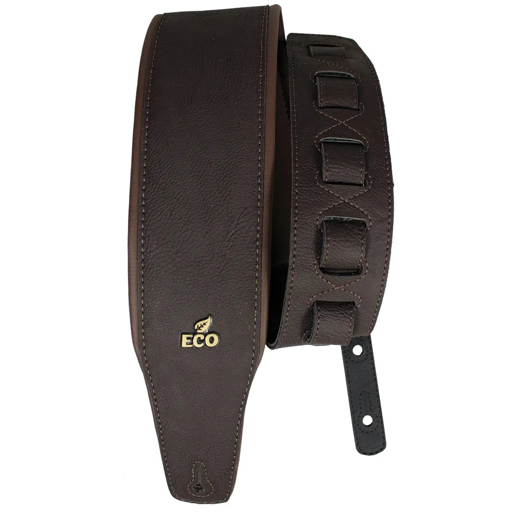 EcoStrap Bass Guitar Strap - EcoBassSoft - 02 Brown, Adjustable 37" to 56", Padded, 100% Recyclable, Vegan Ends, Made in Brazil