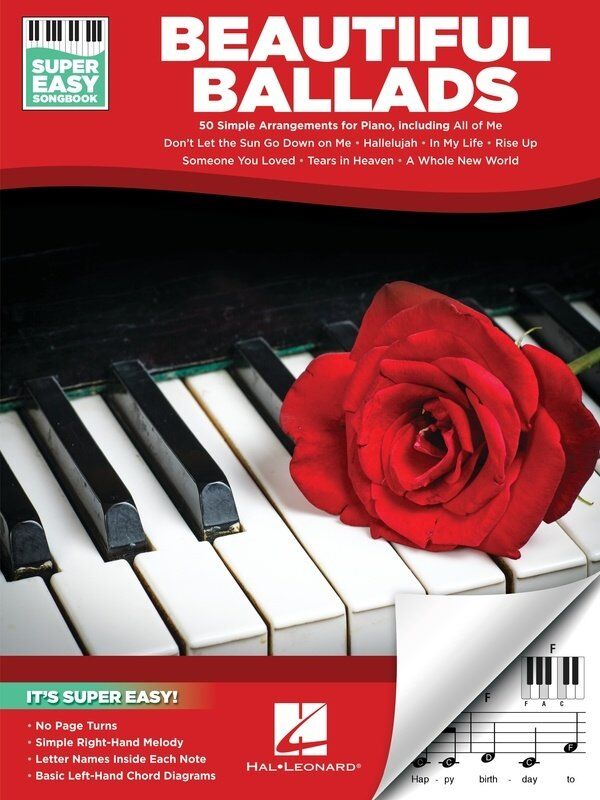 Beautiful Ballads Super Easy Songbook by Hal Leonard - 50 Accessible Piano Arrangements with Lyrics and Chord Diagrams