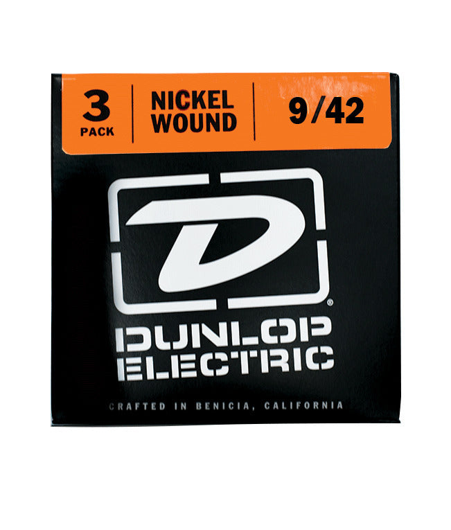 JIM DUNLOP Electric Guitar Strings 3 Pack Light 09-42 Nickel Wound