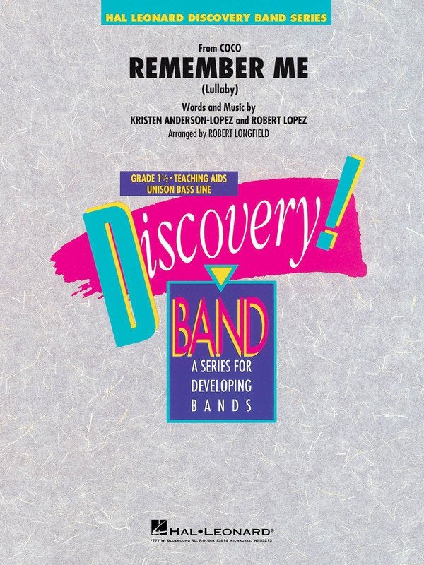 Remember Me (from Coco) — Concert Band Grade 1.5 Score & Parts (Hal Leonard)