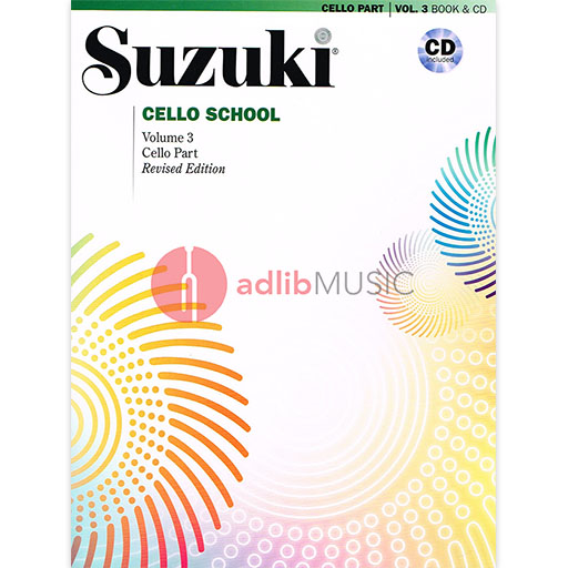 Suzuki Cello School Volume 3 with CD by Tsuyoshi Tsutsumi - International Edition Summy Birchard 40703