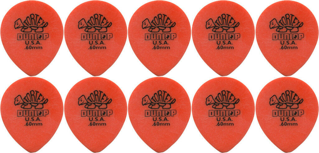10 x Jim Dunlop Tortex Tear Drop .60MM Gauge Guitar Picks 413R