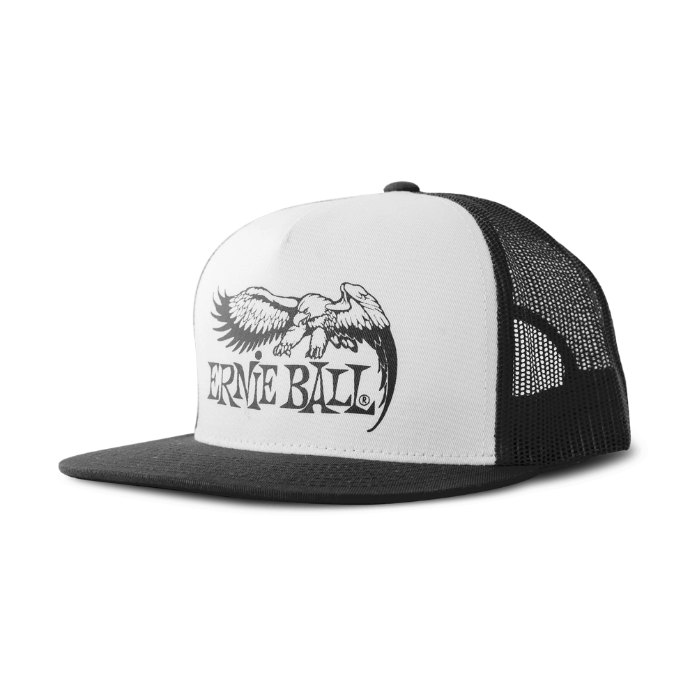 Ernie Ball Black with White Front and Black Eagle Logo Hat