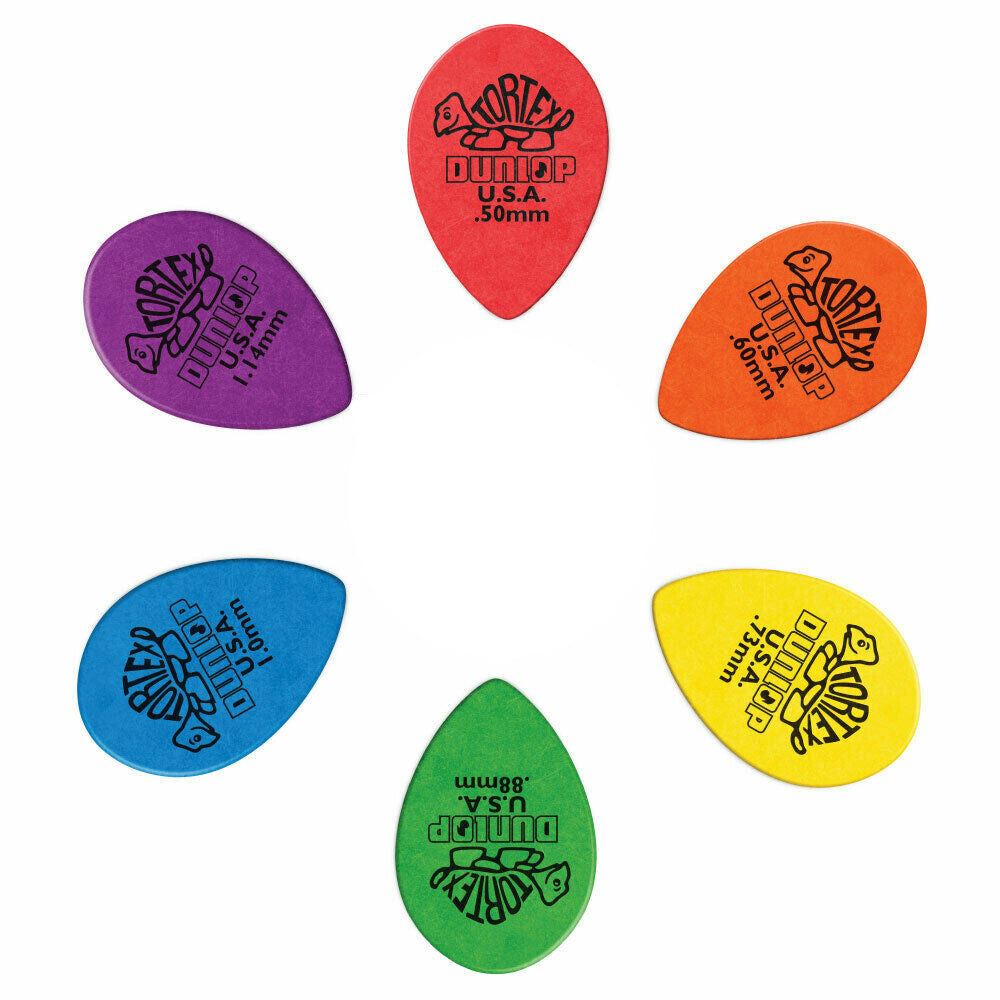 6 x Jim Dunlop Tortex Small Tear Drop Variety Gauge Guitar Picks 423R
